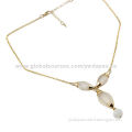 Gold thin chain charm necklace with drop opal stoneNew